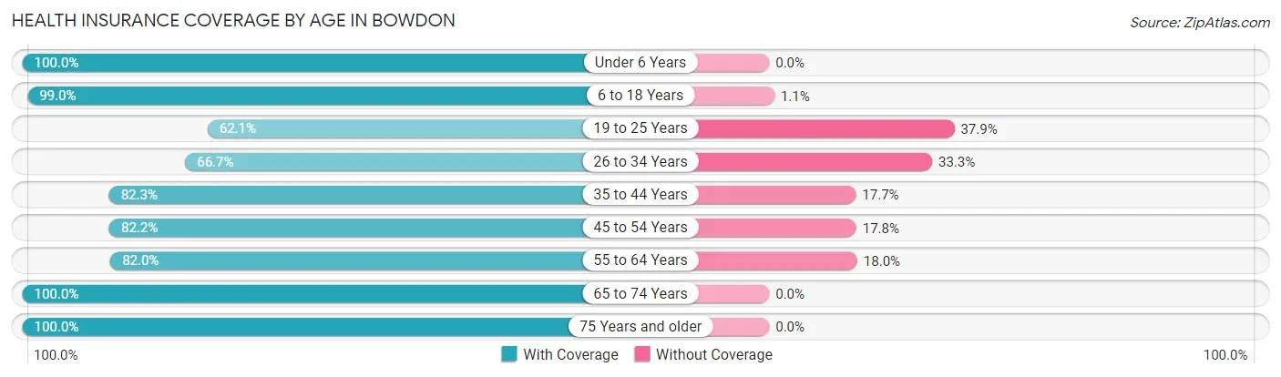 Health Insurance Coverage by Age in Bowdon