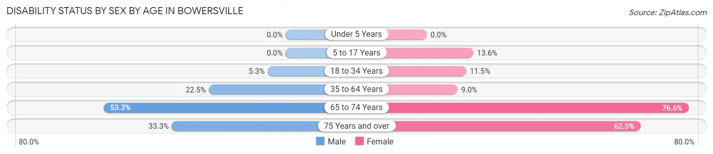 Disability Status by Sex by Age in Bowersville