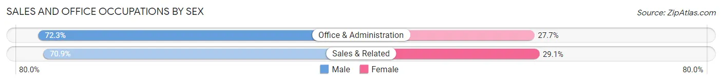 Sales and Office Occupations by Sex in Camilla