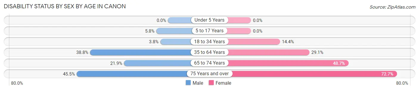 Disability Status by Sex by Age in Canon