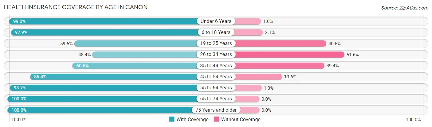 Health Insurance Coverage by Age in Canon