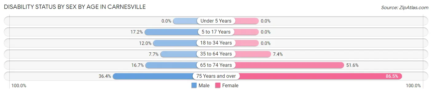 Disability Status by Sex by Age in Carnesville