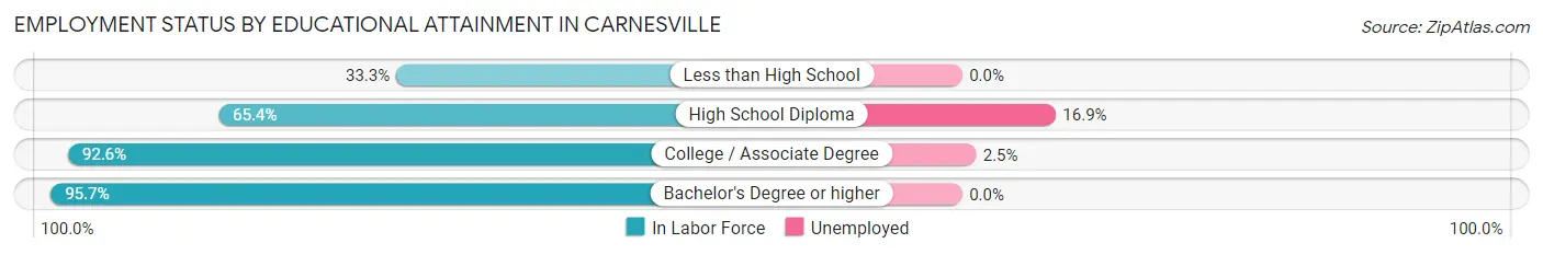 Employment Status by Educational Attainment in Carnesville