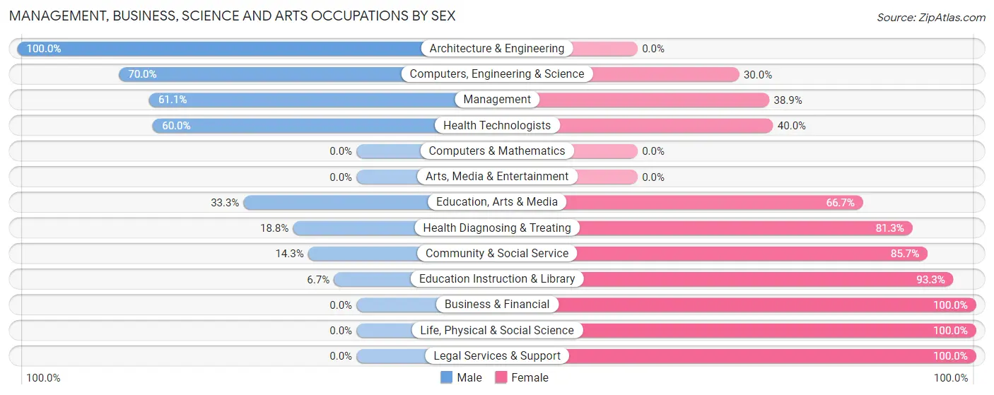 Management, Business, Science and Arts Occupations by Sex in Carnesville