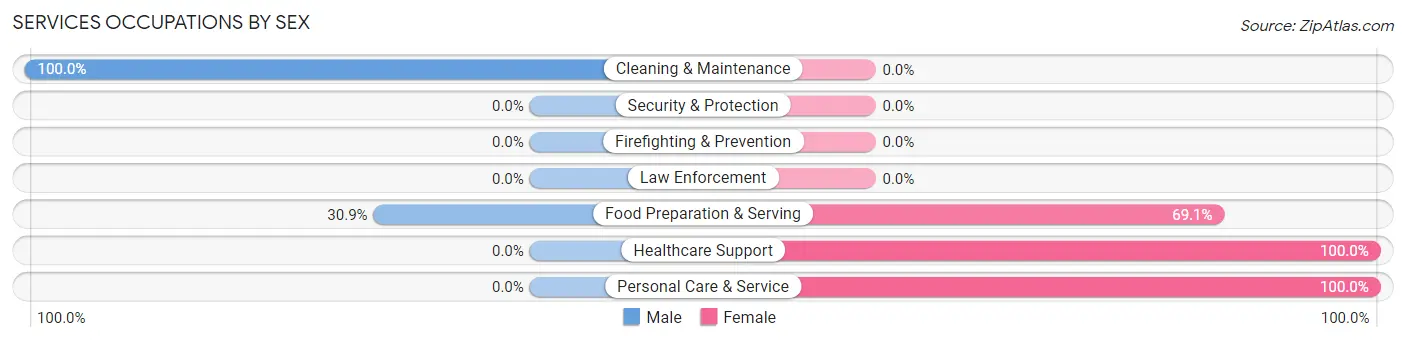 Services Occupations by Sex in Chattanooga Valley