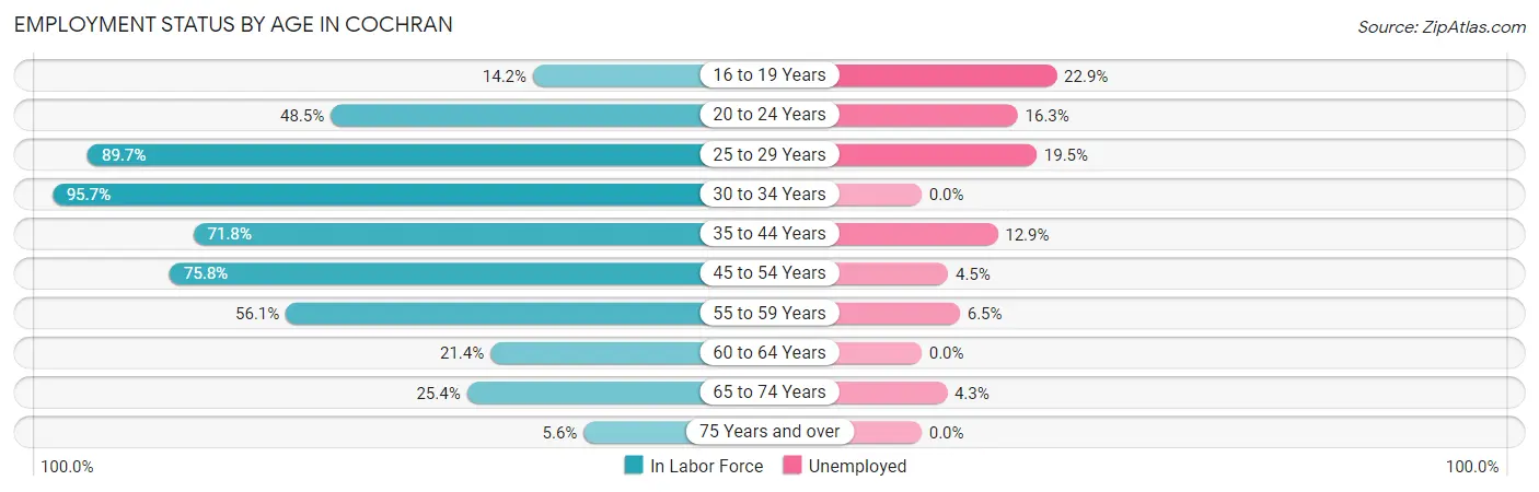 Employment Status by Age in Cochran