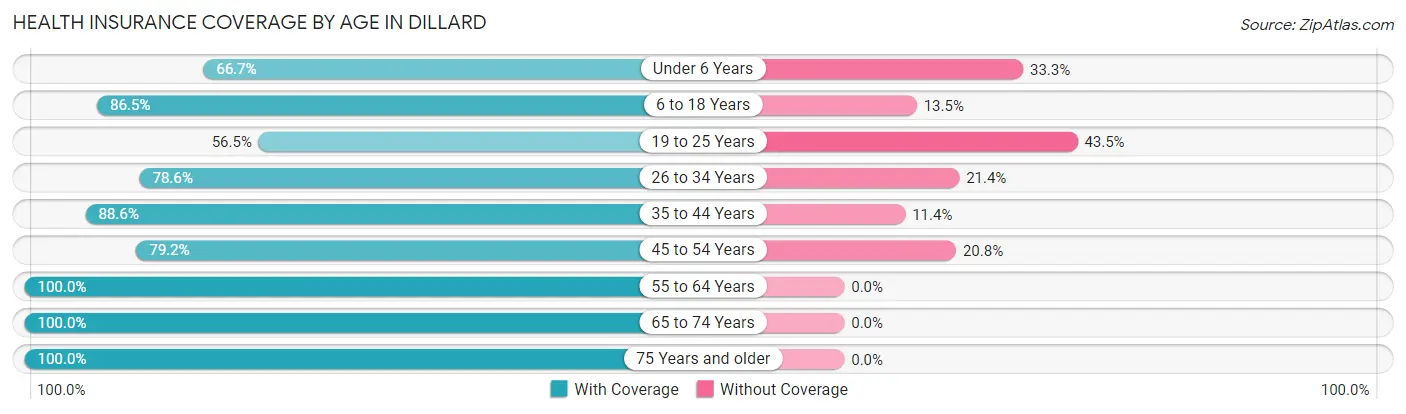 Health Insurance Coverage by Age in Dillard