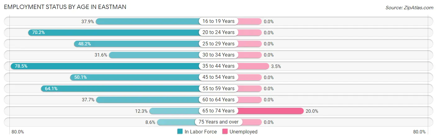 Employment Status by Age in Eastman
