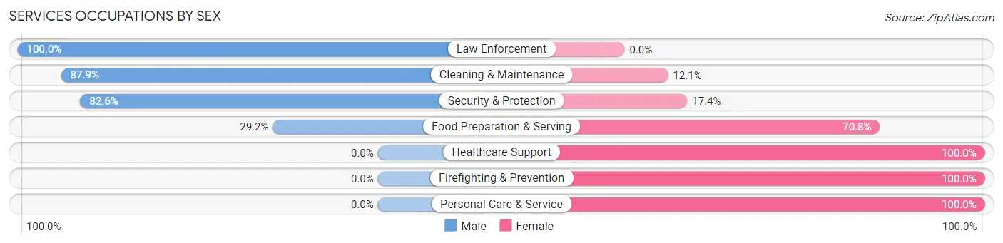 Services Occupations by Sex in Ellijay