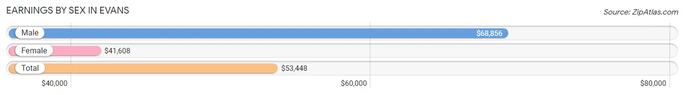 Earnings by Sex in Evans