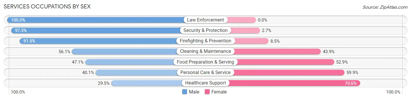 Services Occupations by Sex in Evans