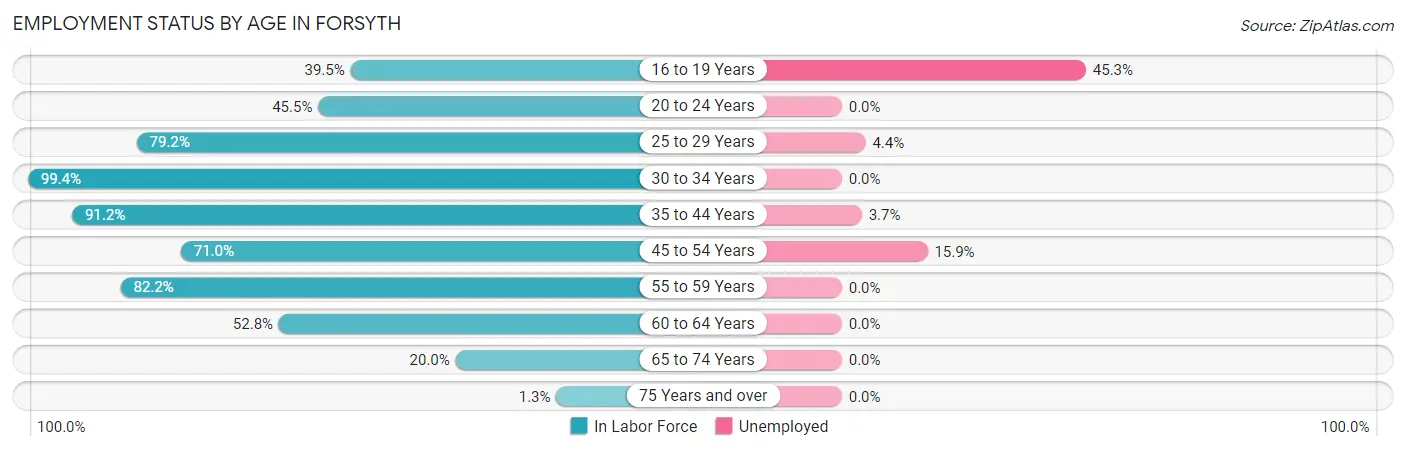 Employment Status by Age in Forsyth