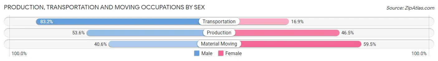 Production, Transportation and Moving Occupations by Sex in Gainesville