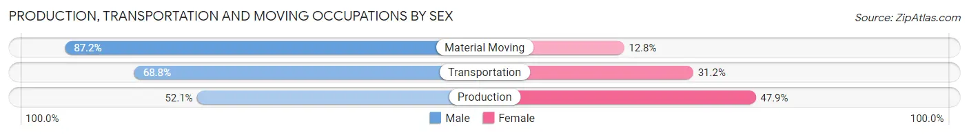 Production, Transportation and Moving Occupations by Sex in Garden City
