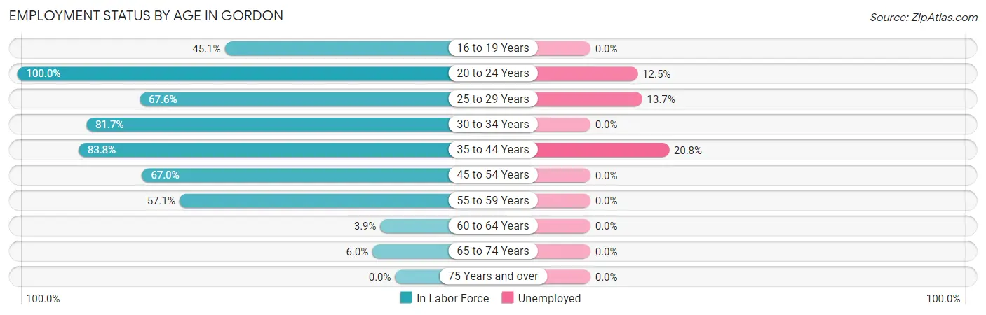 Employment Status by Age in Gordon