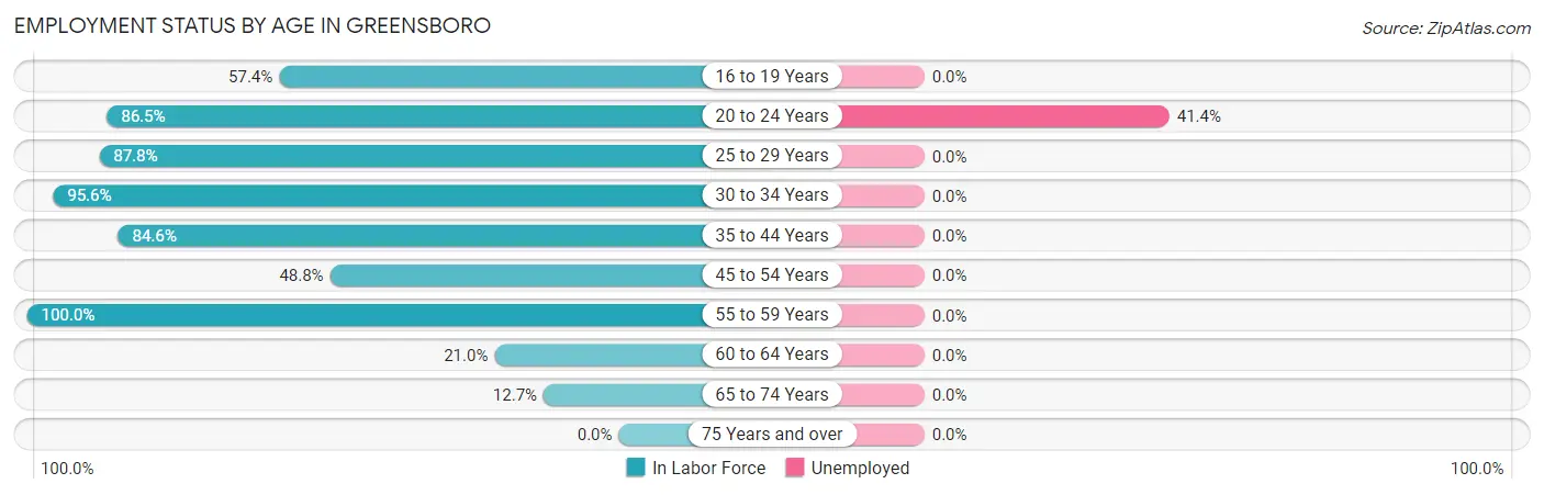 Employment Status by Age in Greensboro