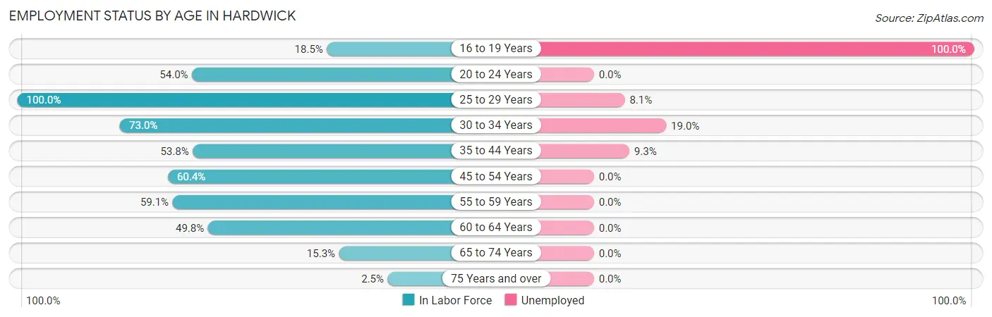 Employment Status by Age in Hardwick