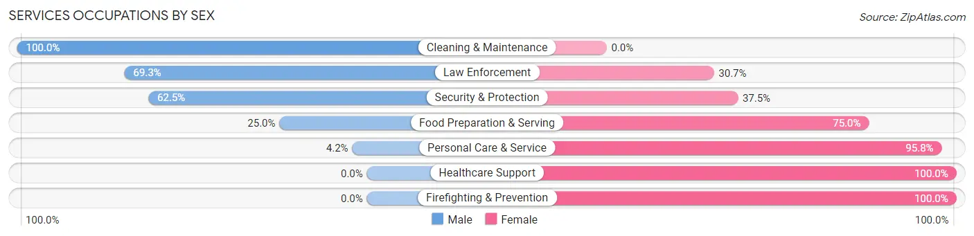 Services Occupations by Sex in Harlem