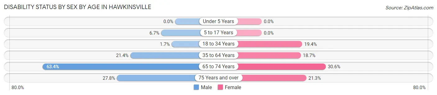 Disability Status by Sex by Age in Hawkinsville