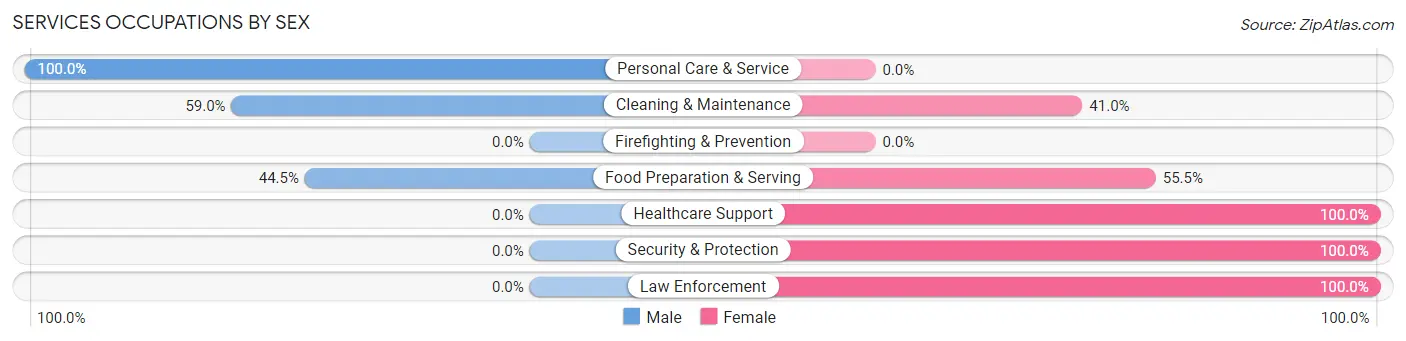 Services Occupations by Sex in Hawkinsville