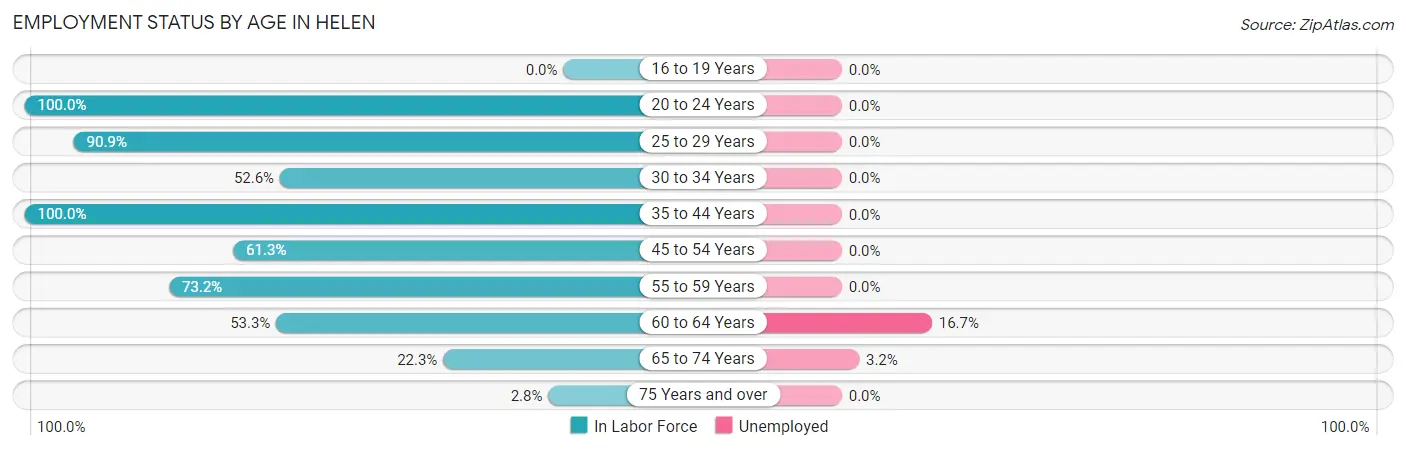 Employment Status by Age in Helen