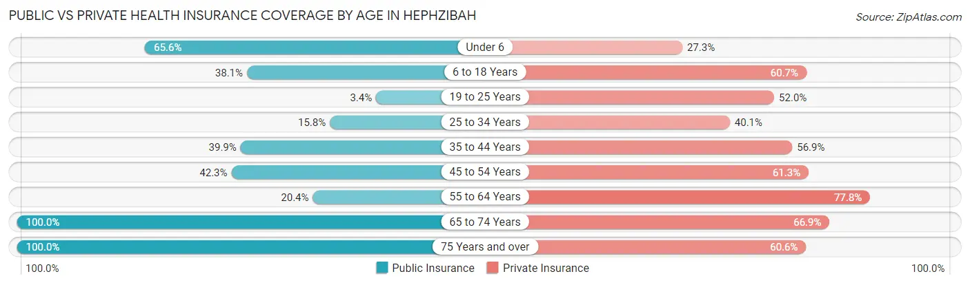 Public vs Private Health Insurance Coverage by Age in Hephzibah
