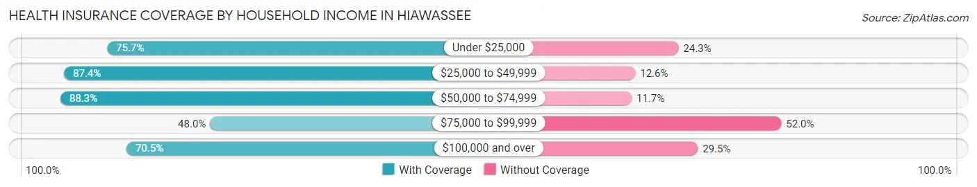 Health Insurance Coverage by Household Income in Hiawassee