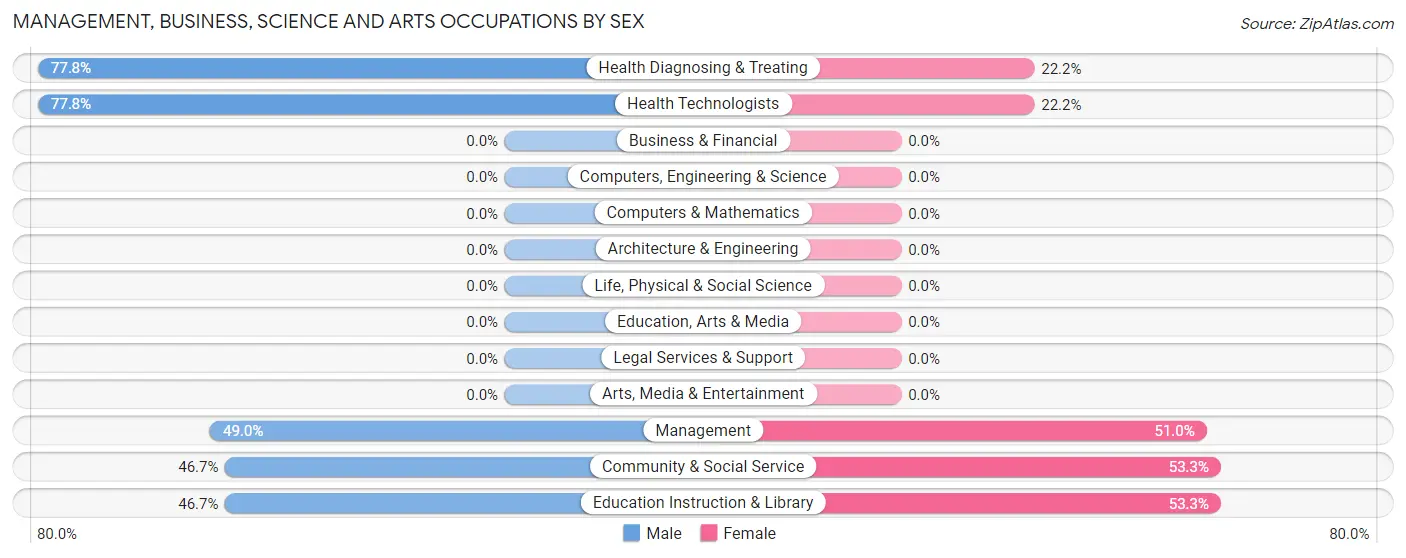 Management, Business, Science and Arts Occupations by Sex in Hiawassee