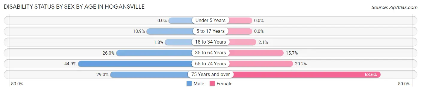 Disability Status by Sex by Age in Hogansville