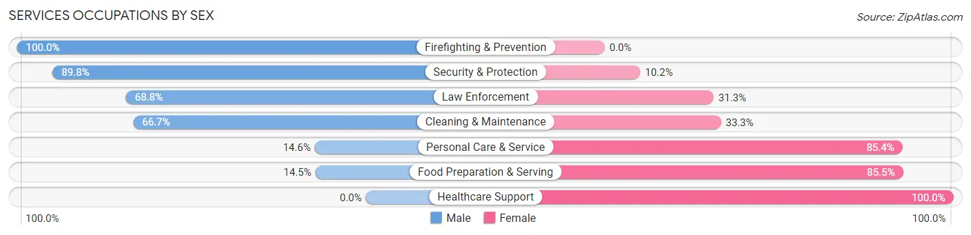 Services Occupations by Sex in Hoschton