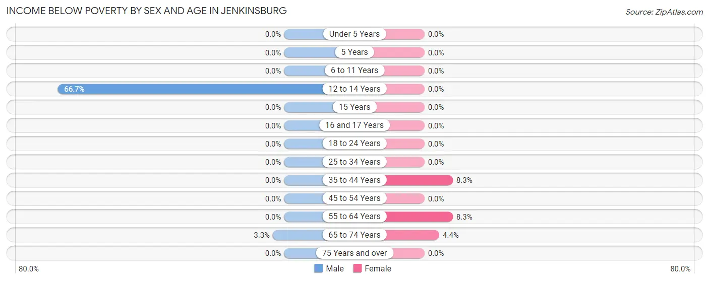 Income Below Poverty by Sex and Age in Jenkinsburg