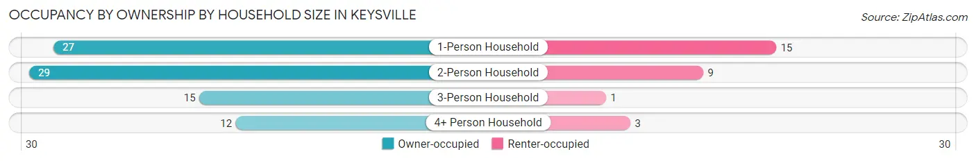 Occupancy by Ownership by Household Size in Keysville