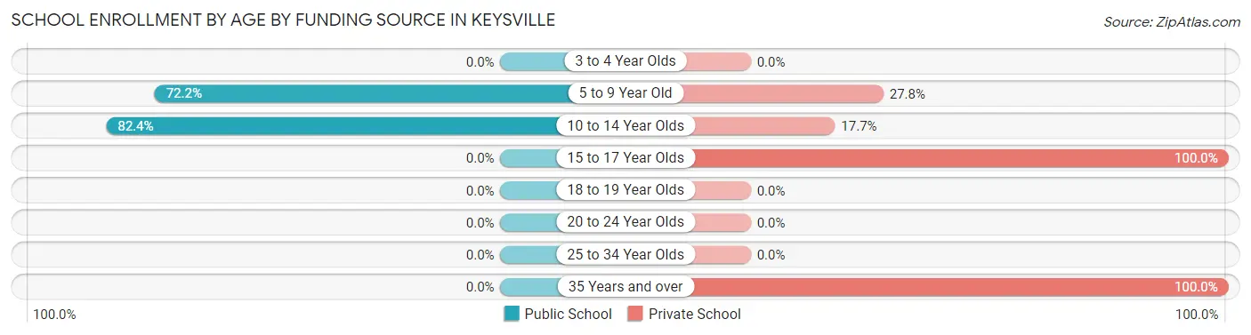 School Enrollment by Age by Funding Source in Keysville