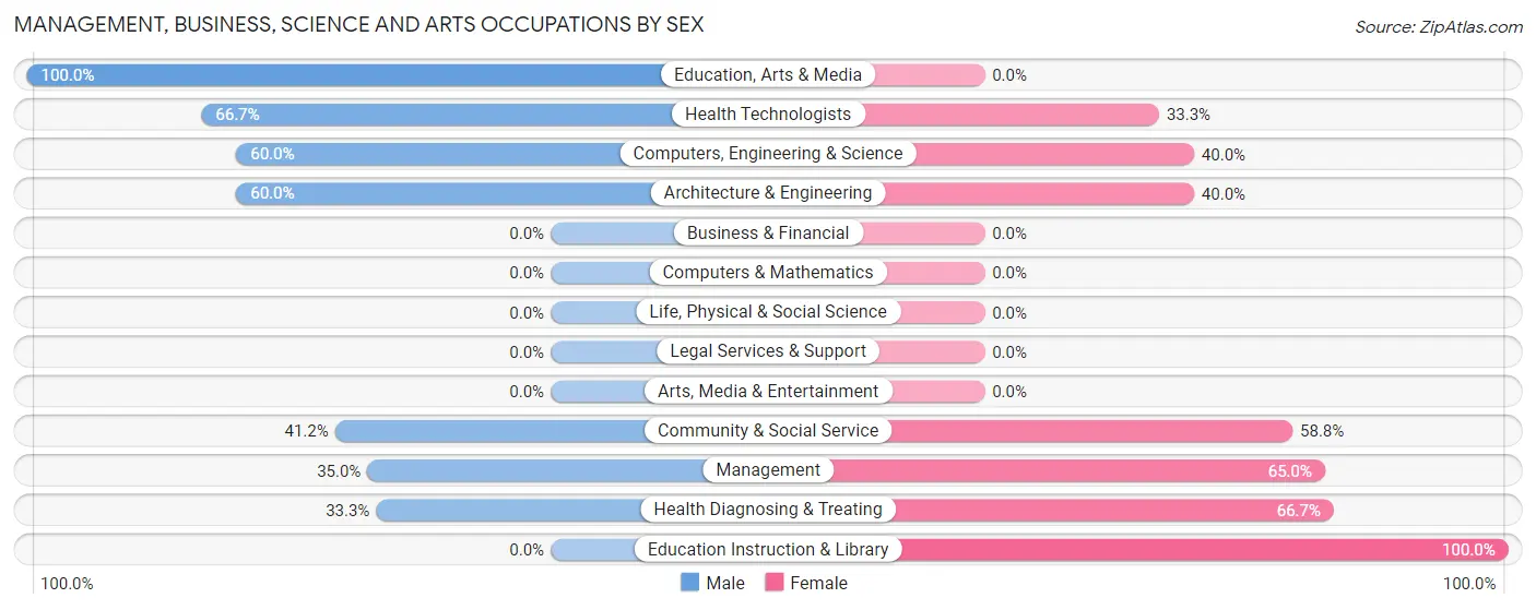 Management, Business, Science and Arts Occupations by Sex in Lenox
