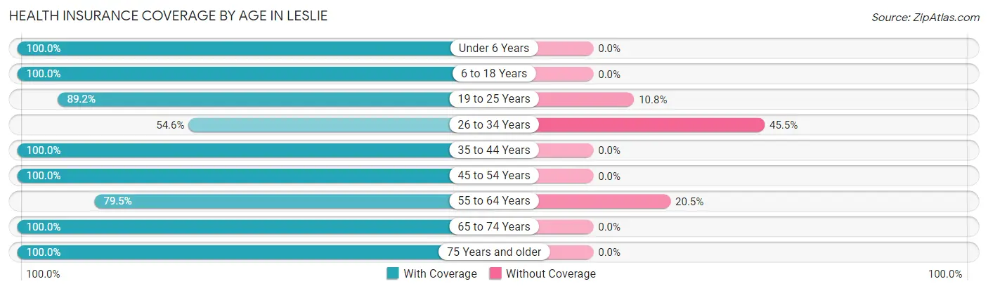 Health Insurance Coverage by Age in Leslie