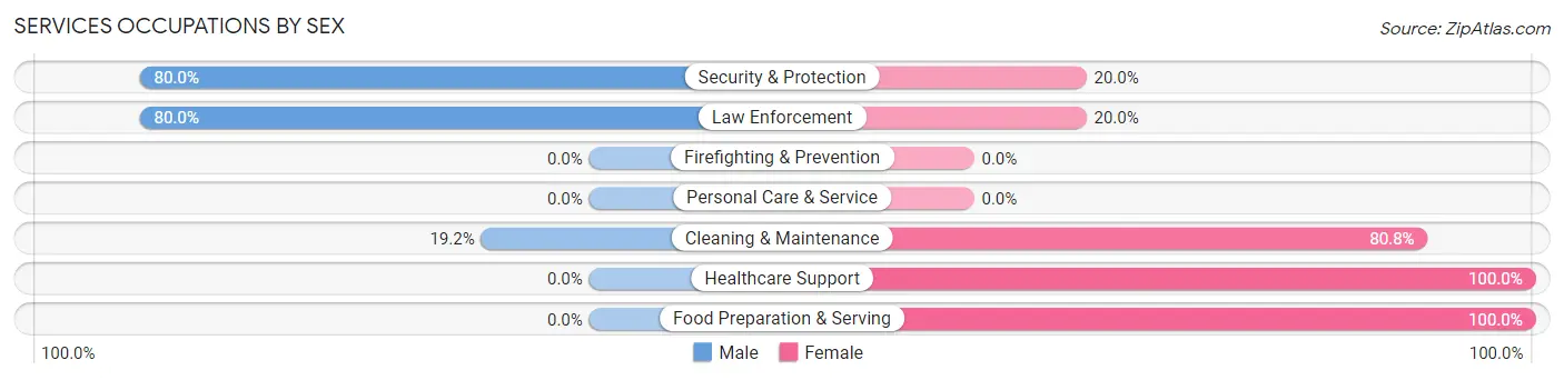 Services Occupations by Sex in Leslie