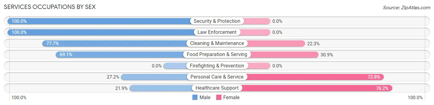 Services Occupations by Sex in Lilburn