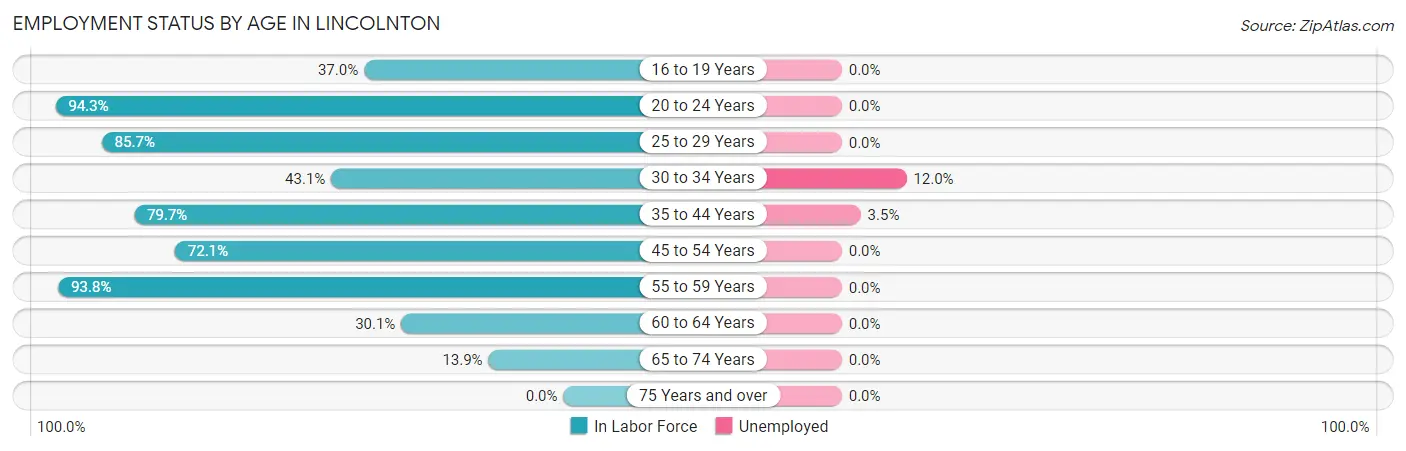 Employment Status by Age in Lincolnton