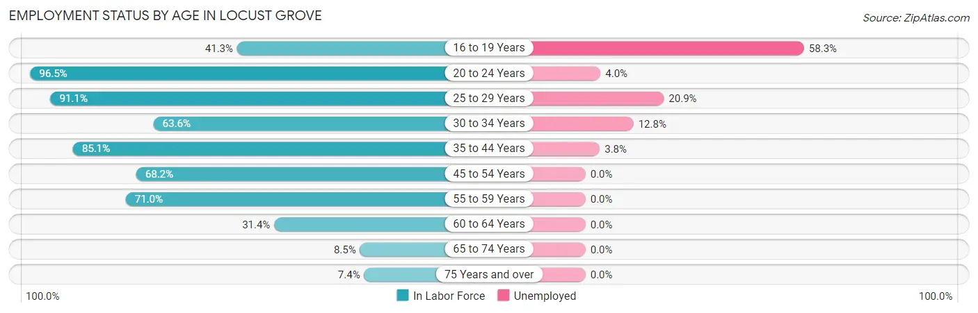 Employment Status by Age in Locust Grove