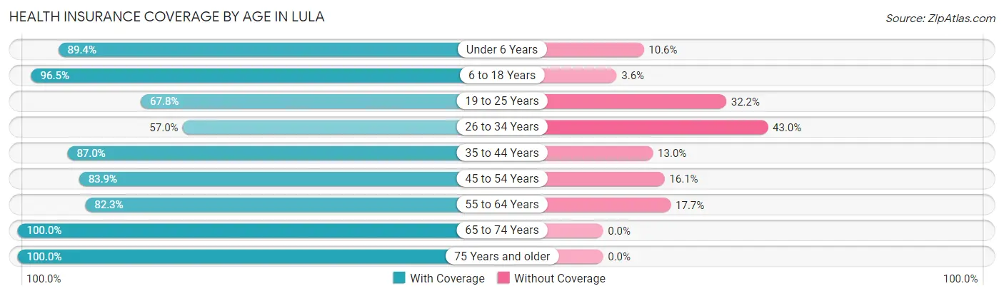 Health Insurance Coverage by Age in Lula