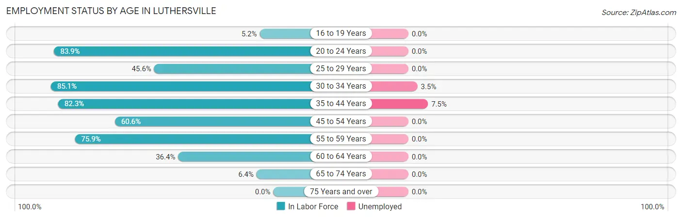 Employment Status by Age in Luthersville