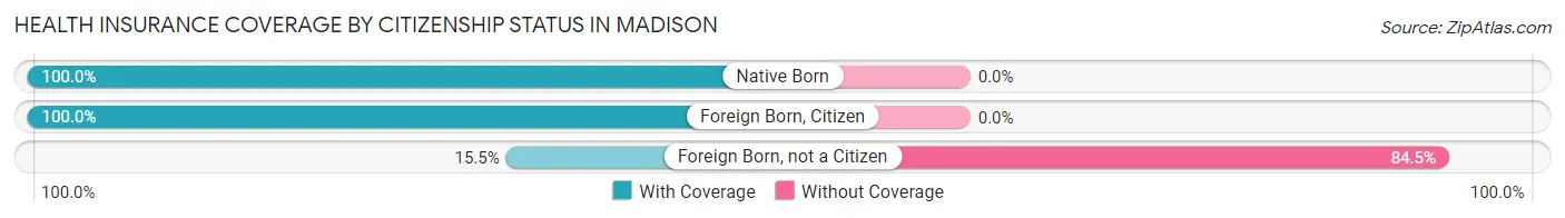 Health Insurance Coverage by Citizenship Status in Madison