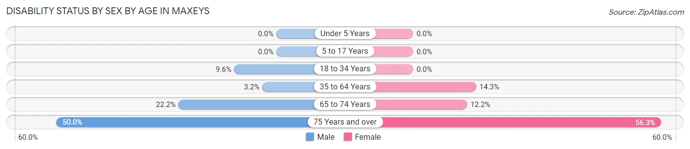 Disability Status by Sex by Age in Maxeys