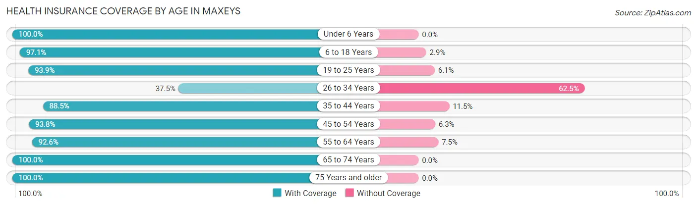 Health Insurance Coverage by Age in Maxeys