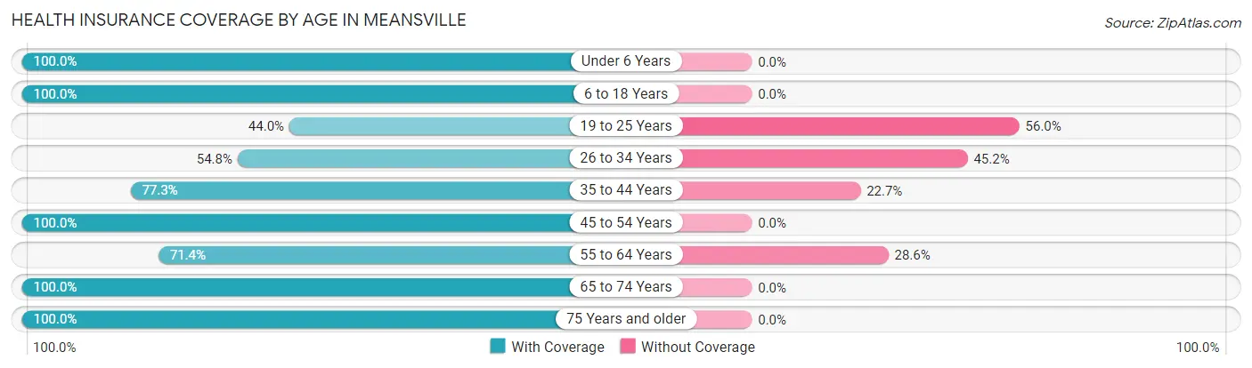 Health Insurance Coverage by Age in Meansville
