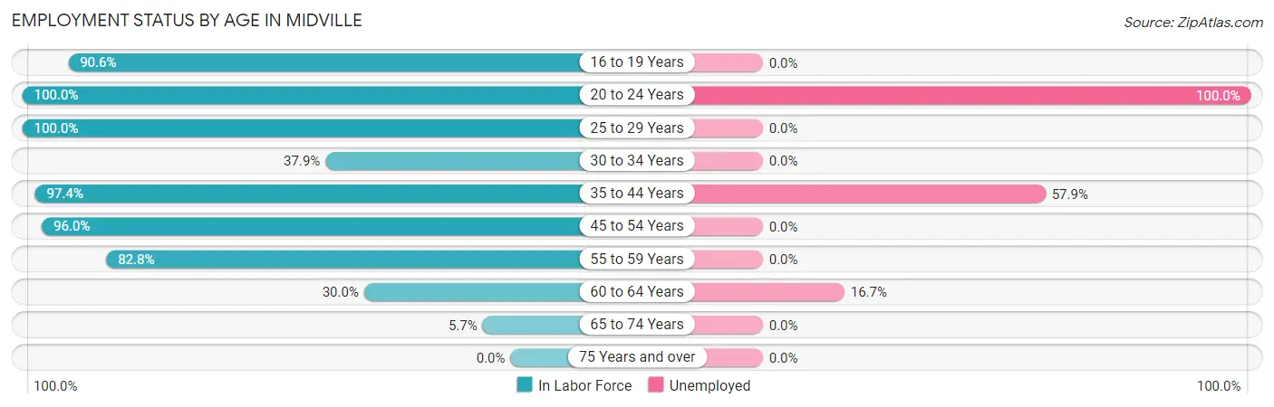 Employment Status by Age in Midville
