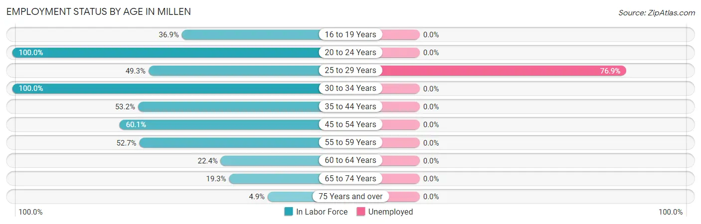 Employment Status by Age in Millen