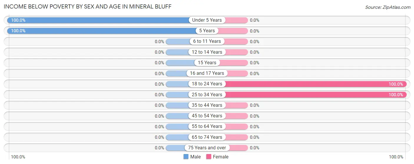 Income Below Poverty by Sex and Age in Mineral Bluff