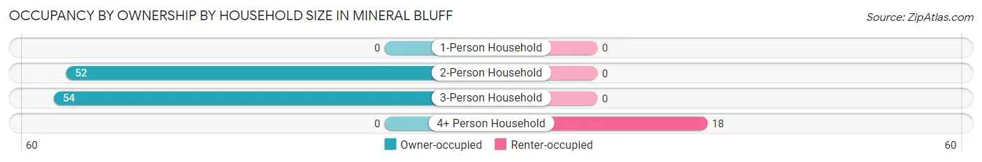 Occupancy by Ownership by Household Size in Mineral Bluff