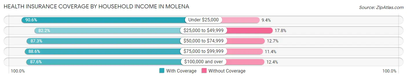 Health Insurance Coverage by Household Income in Molena